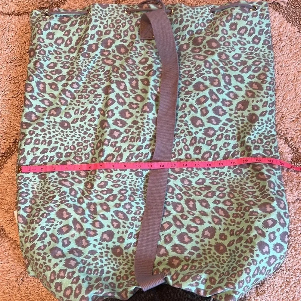 VERY RARE Victoria's Secret PINK Seafoam Dorm Green Leopard Print Laundry Bag